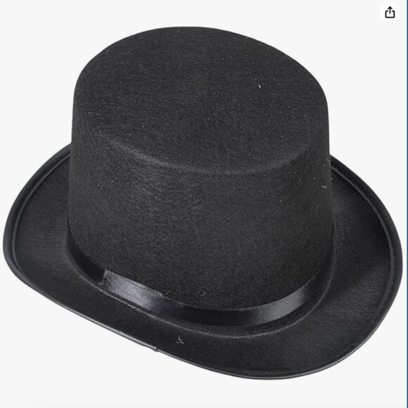 2 NEW Black Polyester Felt Costume Top Hats - Picture 2 of 11